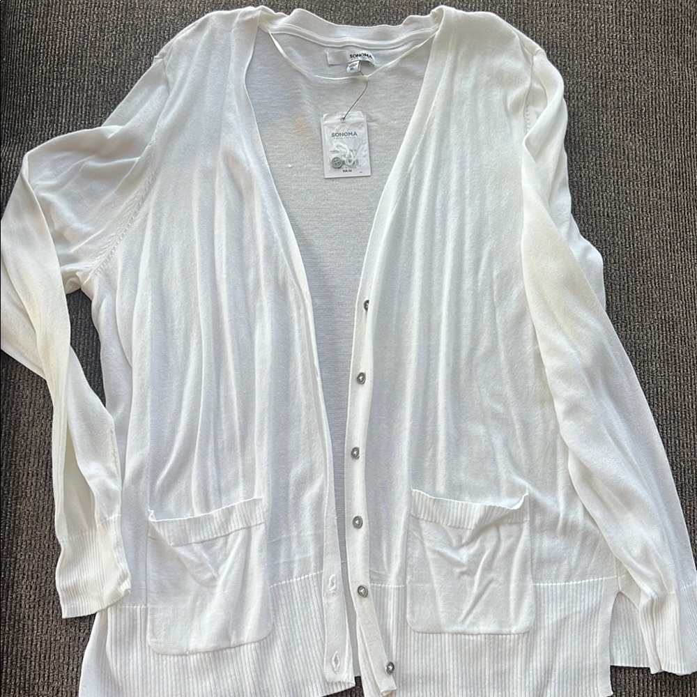 White Button-Up Cardigan
